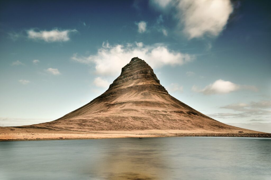 mountain, water, peak